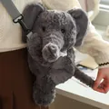 Borsa a tracolla carina a forma di elefante di peluche grigio per ragazze stile JK - 30cm / Elefante
