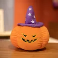 Adorable Halloween pumpkin plush toy wearing a purple wizard hat for festive decoration - 20cm / Purple Star Style - Devil Grin