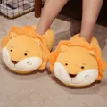 Cute yellow plush lion slippers designed for indoor winter warmth and cozy comfort at home - One Size (36-43) / Lion