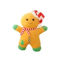 Peluche bonhomme de pain d'épices mignonne avec bonnet de Noël et écharpe rayée rouge - Bonhomme de Pain d'Épices avec Bonnet de Noël / 30 cm / Marron