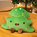 Coussin en peluche sapin de Noël vert avec visage souriant et étoile jaune - Sapin de Noël Souriant (YDD) / 35 cm / Vert
