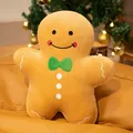 Coussin en peluche bonhomme en pain d'épices avec nœud papillon vert pour décor de Noël. - Bonhomme de Pain d'Épices (YDD) / 40 cm / Marron