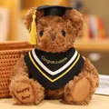 Brauner Abschluss-Teddybär Plüschtier mit Doktorhut und Congratulations-Schärpe - Rotbraun / 20cm