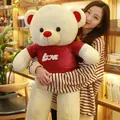 Giant soft white teddy bear plush toy wearing a cozy red sweater with LOVE text - Hoodie Bear / Standard Length 0.8m / Red IU Hoodie Bear