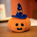 Halloween decorative pumpkin plush toy featuring a blue wizard hat with white stars - 20cm / Blue Star Style - Round Eye Grin