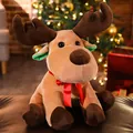 Adorabile peluche a forma di renna di Natale con fiocco rosso per regalo e decorazione - Marrone / 25cm