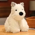 Handmade fluffy white West Highland Terrier plush puppy toy in a cozy sitting pose for decor - Basic Style / White / 22cm