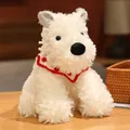 Soft white West Highland White Terrier plush dog doll with red knitted scarf for gift - Neck Gaiter Style / White / 22cm