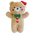 Peluche ours en pain d'épice de Noël avec bonnet de Père Noël rouge et nœud papillon vert - Ours en pain d'épices KBL / 40 cm / Brun Chaud