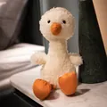 Peluche de canard blanc duveteux avec pieds orange, parfait pour les enfants. - Canard Blanc