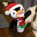 Adorable Christmas penguin plush hand puppet wearing a Santa hat and red scarf for kids - Christmas Penguin / 30cm