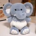 Adorabile peluche elefante azzurro polvere con un grazioso pannolino bianco decorativo - 40CM / Elefante con Stile Pannolino