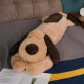 Soft long dog plush pillow for sleeping in brown and tan colors - Brown / 100cm