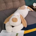 Large soft plush long dog pillow for sleeping and hugging in white and brown decor. - Off White / 100cm