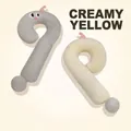 Coussin de cou en forme de point d'interrogation jaune crème avec motif de grands yeux - 70cm Sans Doublure / Jaune crème
