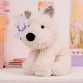 Peluche de chien blanc moelleux avec une fourrure douce et un petit nez noir. - Chien des Highlands Blanc