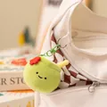 Porte-clés mignon en peluche de jus de coco vert sur un sac en toile blanc - Pendentifs jus de coco