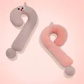 Oreiller cervical en forme de point d'interrogation en peluche rose et tissu à carreaux - 70cm Sans Doublure / Rose Bonbon