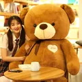 Giant brown teddy bear plush with white heart Love patch, soft Valentine's gift - Dark Brown Ribbon Bear / 60CM