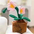 Rosa Orchidee Plüschtier Topfpflanze mit dekorativer Stickerei für Schreibtisch Deko - Schmetterlingsblume