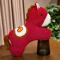 2026 Year of the Horse red plush pony mascot pillow with safety apple patch - 55cm / Peace Horse