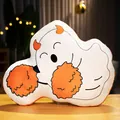 Süßes Halloween Geist-Teufel Plüschkissen mit orangen Pompons und Hörnern zur Deko - Klein (30-35cm) / Tanzendes Gespenst