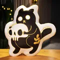 Halloween Plüschkissen schwarze Katze mit Totenkopf und goldenen Blattmustern - Klein (30-35cm) / Dunkle Katze