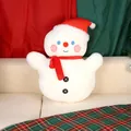 Coussin en peluche bonhomme de neige de Noël blanc avec bonnet et écharpe rouge - Bonhomme de neige / 50cm / Blanc