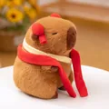 Cute capybara plush toy with Nezha costume and red ribbons on white table - Nezha Capybara / 23cm