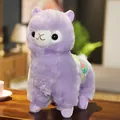 Cute purple alpaca plush doll featuring a colorful striped saddle decorative mascot - 35cm / Purple