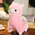 Adorable pink alpaca plush toy with a colorful rainbow saddle for nursery decor - 35cm / Pink