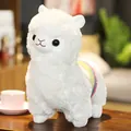 Cute white alpaca plush toy with colorful saddle variant for home decor - 35cm / White