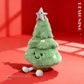 Peluche de árbol de Navidad con cara sonriente y estrella brillante en fondo rojo - Árbol de Navidad Nevado / 30cm