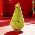 Adorable peluche de árbol de Navidad verde con estrella dorada y cara - Árbol de Navidad con estrella / 22cm