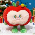 Cute Christmas apple plush toy with a caterpillar detail in a festive snowy scene - Surprise Apple (Caterpillar Removable) / 16cm / Red