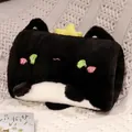 Cozy black cartoon plush hand warmer pillow featuring soft star detail and cute cartoon face - 20x26cm / Black Cat