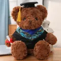 Brauner Abschluss-Teddybär in schwarzer Robe mit gelber Quaste - 40CM / Blauer Besatz / Dunkelbraun