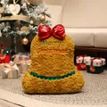 Cojín de peluche con forma de campana de Navidad, lazo rojo y bordado Merry Christmas - Campana / 45cm