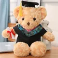 Süßer Plüsch-Abschluss-Teddybär mit schwarzem Doktorhut und Talar als Gedenkgeschenk - 40CM / Rose Red Collar / Hellbraun