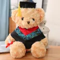 Oso de peluche de graduación con birrete y toga, regalo especial para estudiantes - 40CM / Cuello Rojo / Tostado