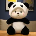 Adorable plush teddy bear wearing a black and white panda costume with pink cheeks. - 26cm / Black & White Panda