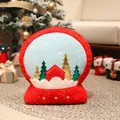 Plüschiges Weihnachts-Schneekugel-Kissen mit festlicher roter Bestickung - Kristallkugel