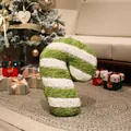 Weihnachts-Zuckerstangen-Plüschkissen in grün-weißen Streifen - Grüne Zuckerstange