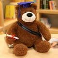 Oso de peluche de graduación marrón con birrete azul y banda de felicitaciones - 35cm / Birrete de Doctor Azul