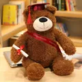 Lindo oso de peluche graduado con birrete granate y banda de felicitaciones regalo - 35cm / Birrete de Doctor Rojo