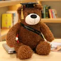 Lindo oso de peluche de graduación con birrete banda y pergamino de graduación - 35cm / Birrete de Graduación Negro