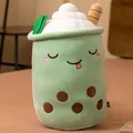 Lindo peluche de té de burbujas matcha cojín boba con una expresión facial graciosa - 23cm / Verde