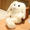 Adorable soft white pull-ear plush rabbit with stretchable long legs comfort toy - 80cm / White