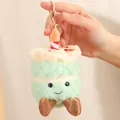 Adorable green plush succulent pendant keychain with golden lobster clasp for bag decor - Green Cake / 12-16cm Pendant