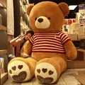 Life-sized giant brown teddy bear plush toy wearing a classic red and white striped sweater - Red White Striped Shirt Style / 80cm / Tan